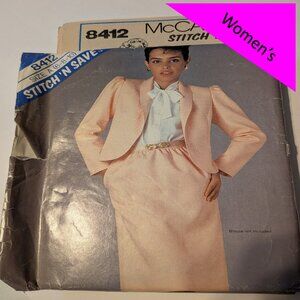 McCall's 8412 Jacket & Skirt sewing pattern UNCUT 6-10